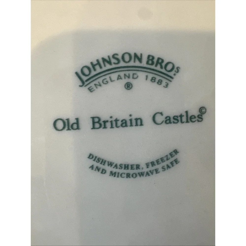 Pair Johnson Brothers Old Britain Castles Blue/White Ironstone Plate 10